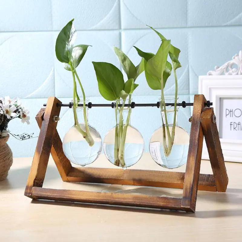 Wood Vase Planter Table Desktop