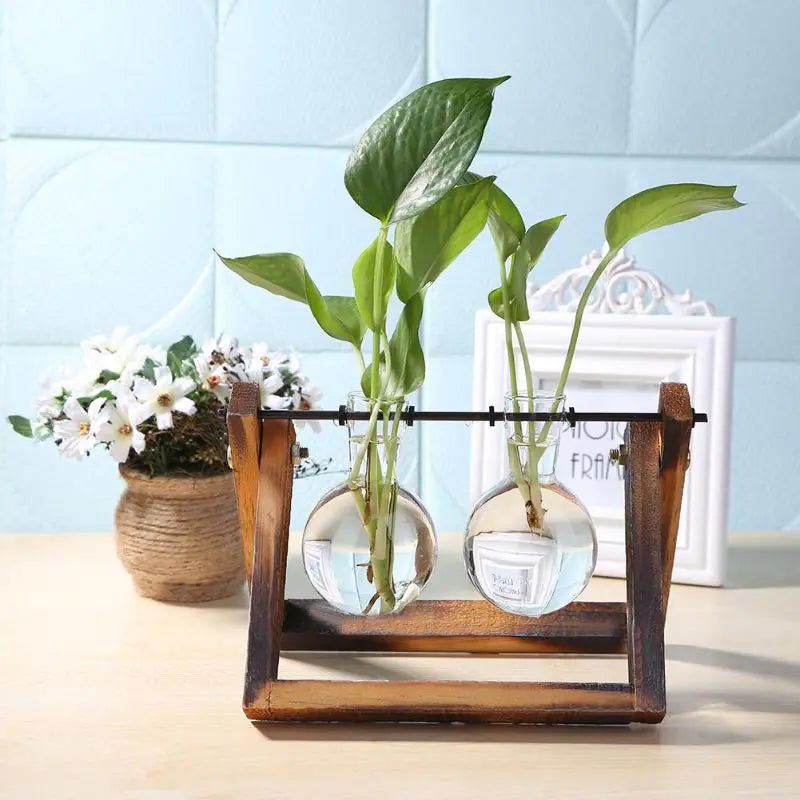 Wood Vase Planter Table Desktop