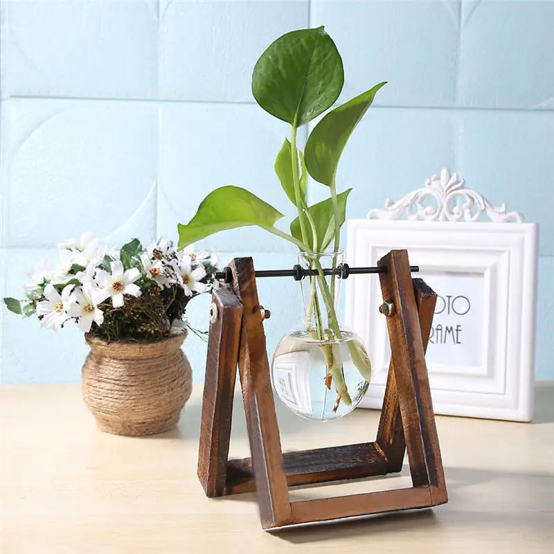 Wood Vase Planter Table Desktop