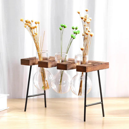 Wood Vase Planter Table Desktop